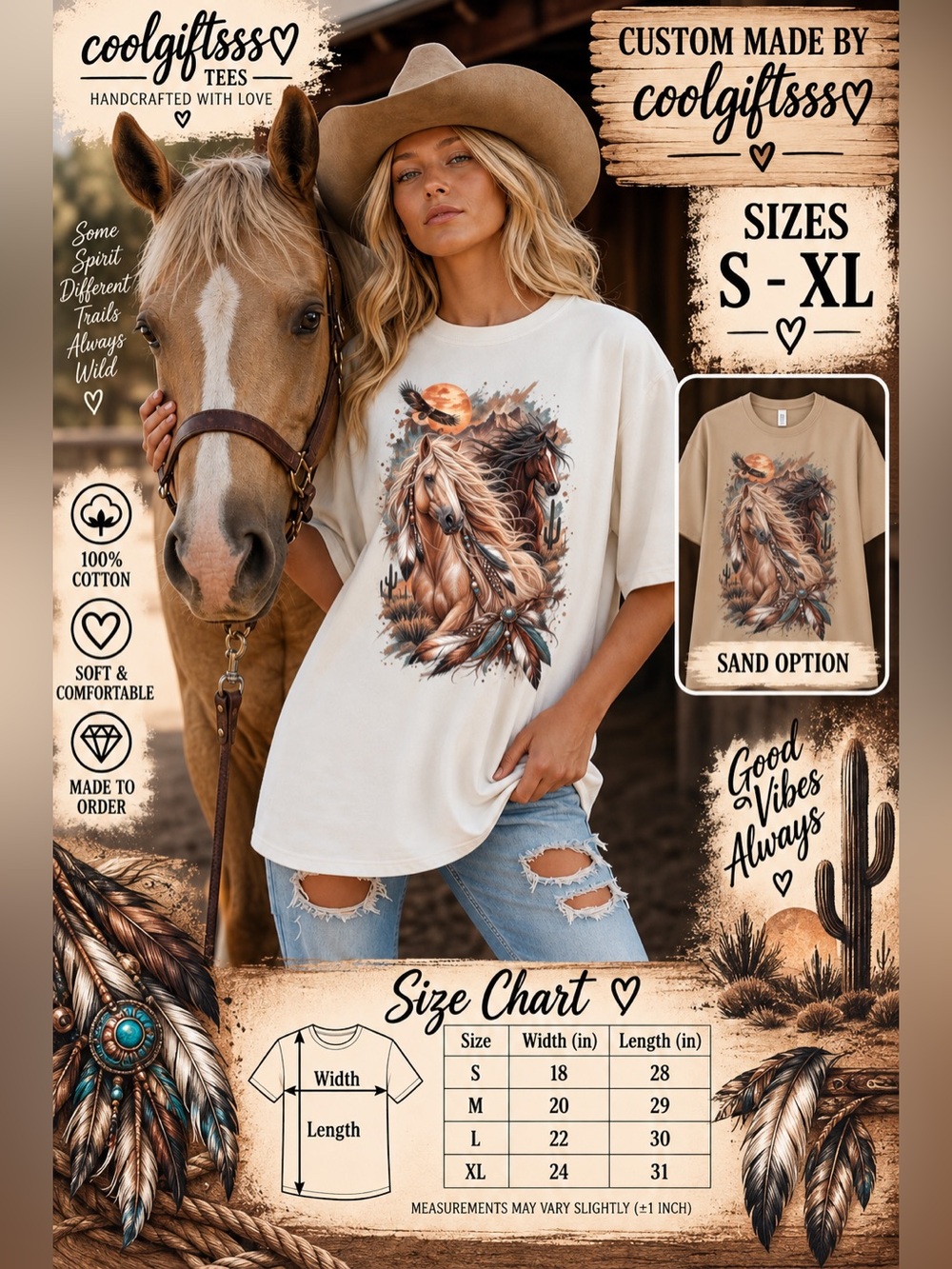 Native graphic tee with a beautiful horses Peace pass it around. S M L XL NEW